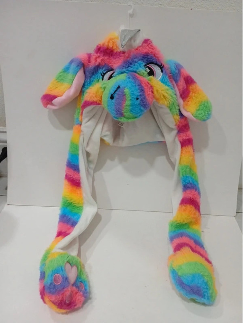 Rainbow unicorn plush hat